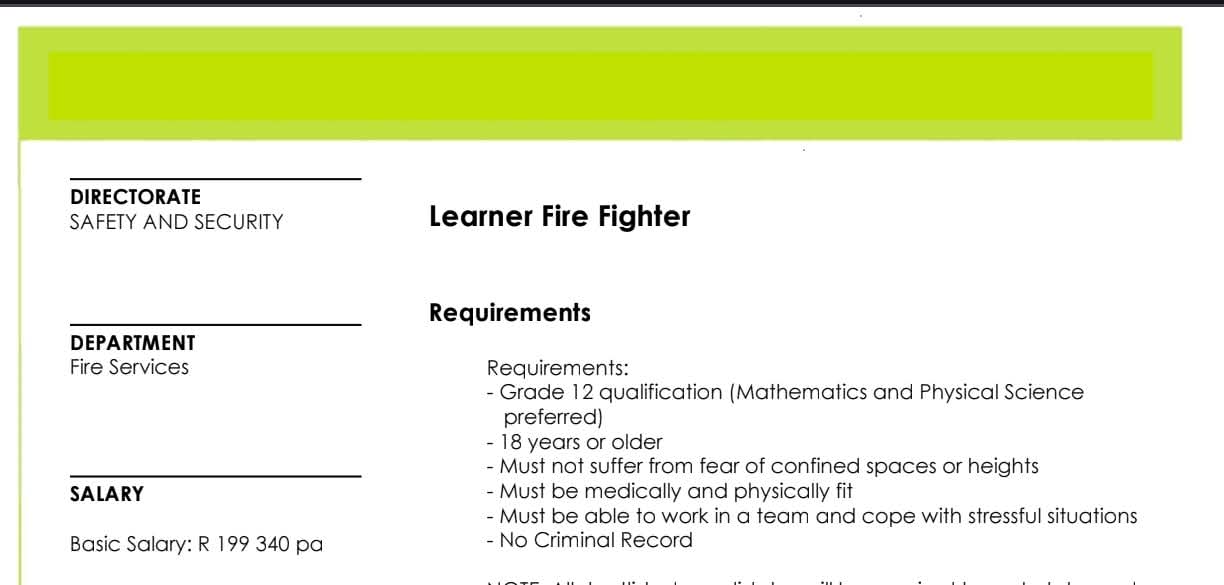 Learner Fire Fighter 2027